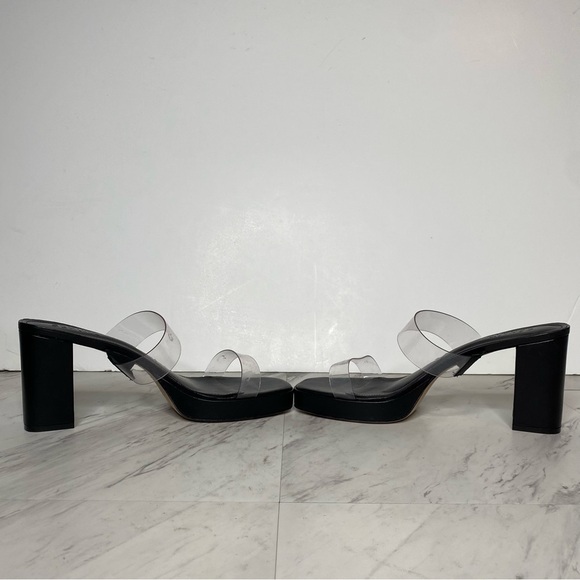 Schutz Ariella Platform Vinyl Black Block Heel Sandal 10 1/2 - Picture 5 of 14
